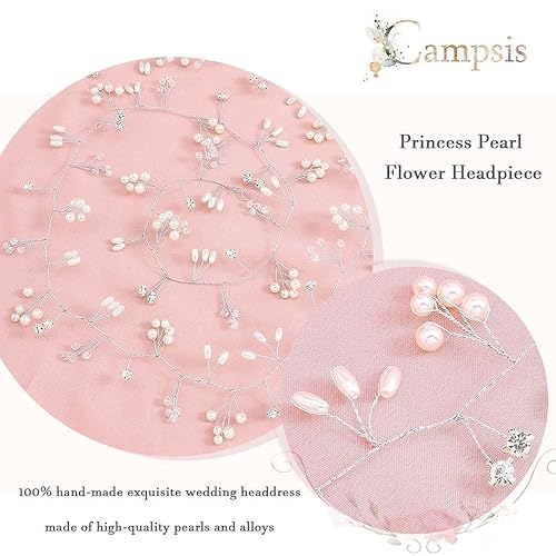 Miniatura 7 de Campsis Comunión Princesa Perla Linda Diadema de Cristal Blanco Encantadora Novia Diadema Novia Dama de honor Accesorios para el Cabello para