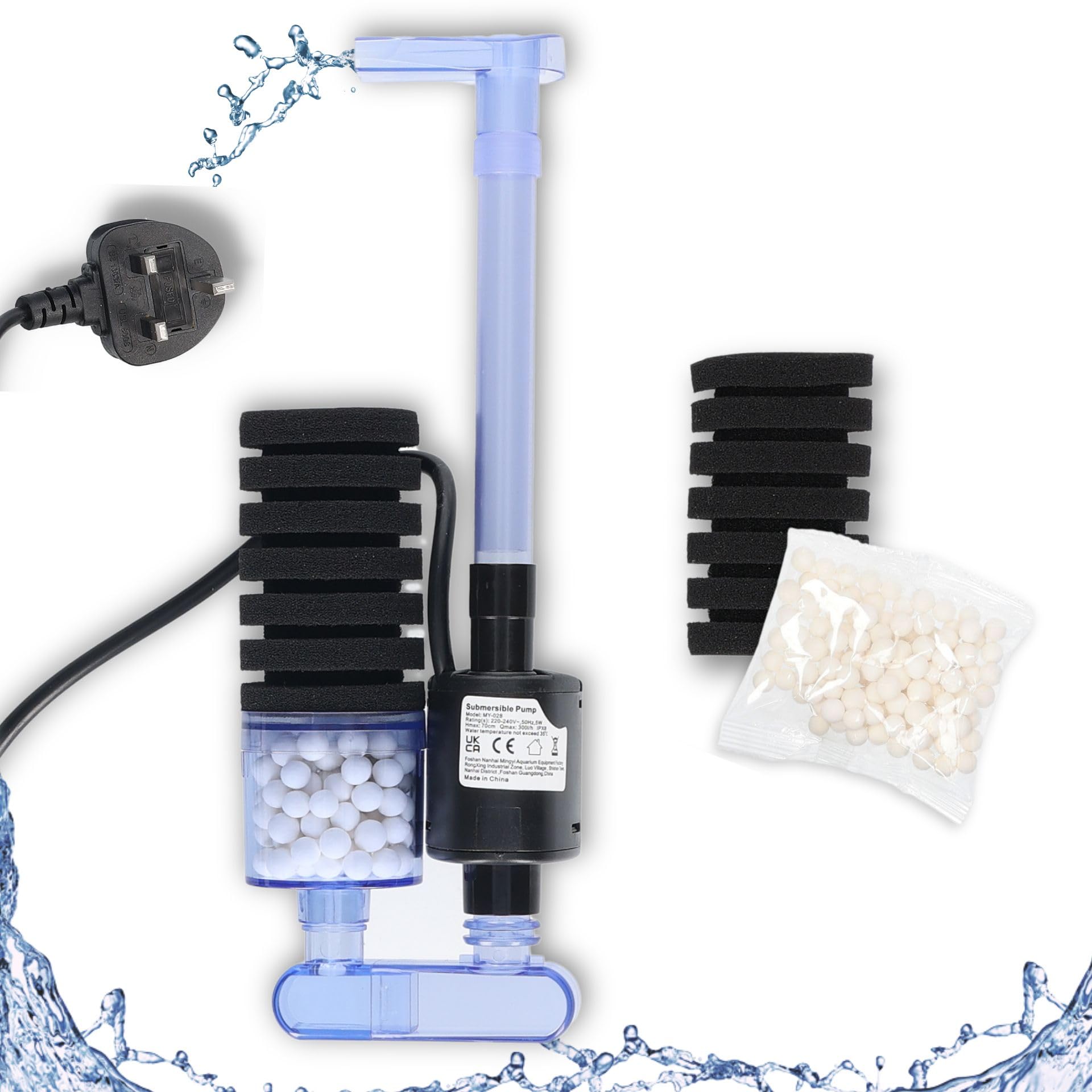 Aquarium Sponge Filter With Built-In Pump Bio Filtration for Freshwater Marine Aquarium Fish Tanks Up to 120L Aquarium Filter with Ceramic Bio Media