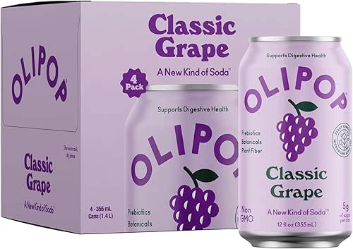 OLIPOP Prebiotic Soda Pop, Classic Grape, Prebiotics, Botanicals, Plant Fiber,