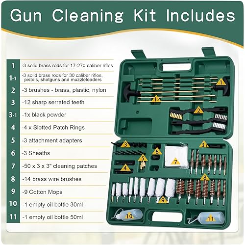 Miniatura 3 de Kit de limpieza de pistola, kit universal de limpieza de pistola para caza, pistola Rilfe Kit de limpieza para todas las armas con estuche