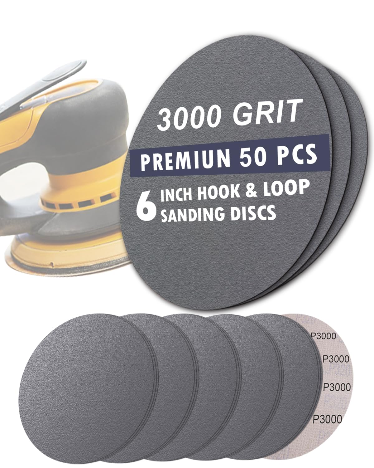 6 Inch Sanding Discs - 50 Pack Fine Grit -1