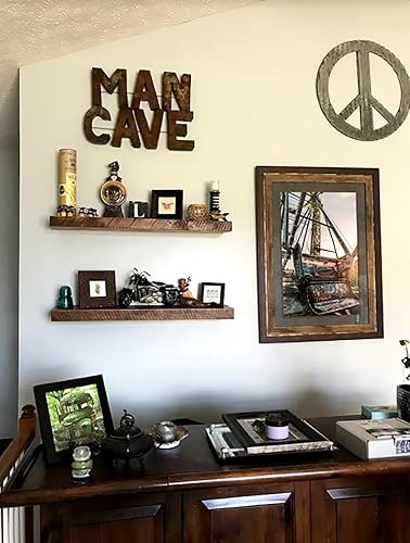 Miniatura 7 de Joel's Antiques Estantes flotantes de madera de 30 pulgadas para pared, 30 x 6 x 2 pulgadas, hechos de madera natural, estantes de pared rústicos