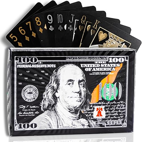 Magic Kiss Cartas de póquer impermeables de papel de aluminio dorado y plateado, baraja de plástico para regalo (negro B 1 baraja)