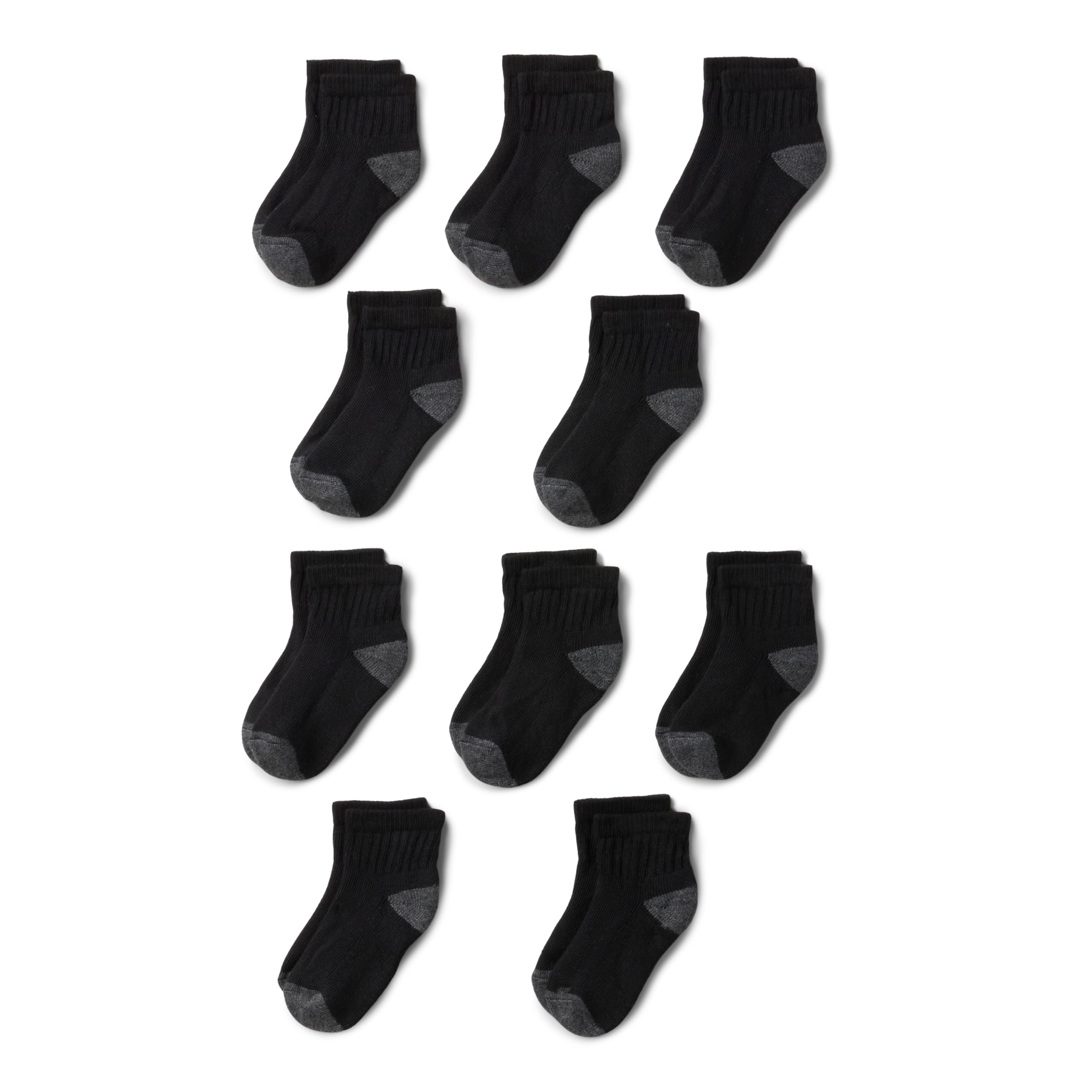 Amazon Essentials Unisex Kids' Ankle Socks, Everyday Casual, 10 Pairs, Black, Large (8-12 Years)