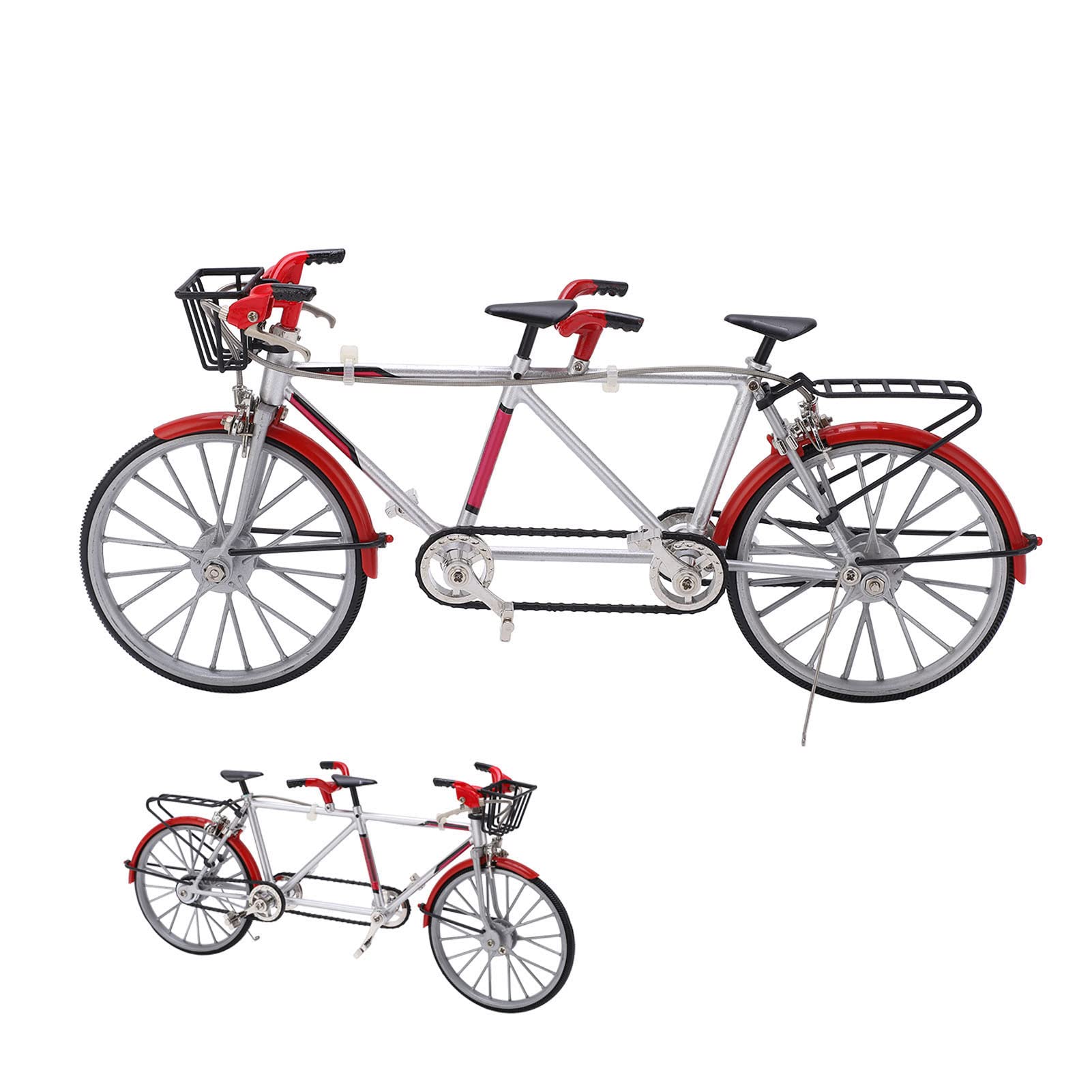 Mini Modèle de Vélo Tandem à Haute Simulation, Ornement pour Décorations de Bureau, Modèle de Vélo en Alliage de 28cm, Décoration de Bureau et de Maison