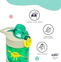 Vista 6 de Zak Designs Bluey Sage Kids Water Bottle For School or Travel, 16oz Durable Plastic Water Bottle With Straw, Handle, and Leak-Proof, Pop-Up Spout