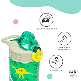Zak Designs Sanrio Sage Water Bottle For School or Travel, 25oz Durable Plastic Water Bottle With Straw, Handle, and Leak-Proof, Pop-Up Spout Cover (Hello Kitty)