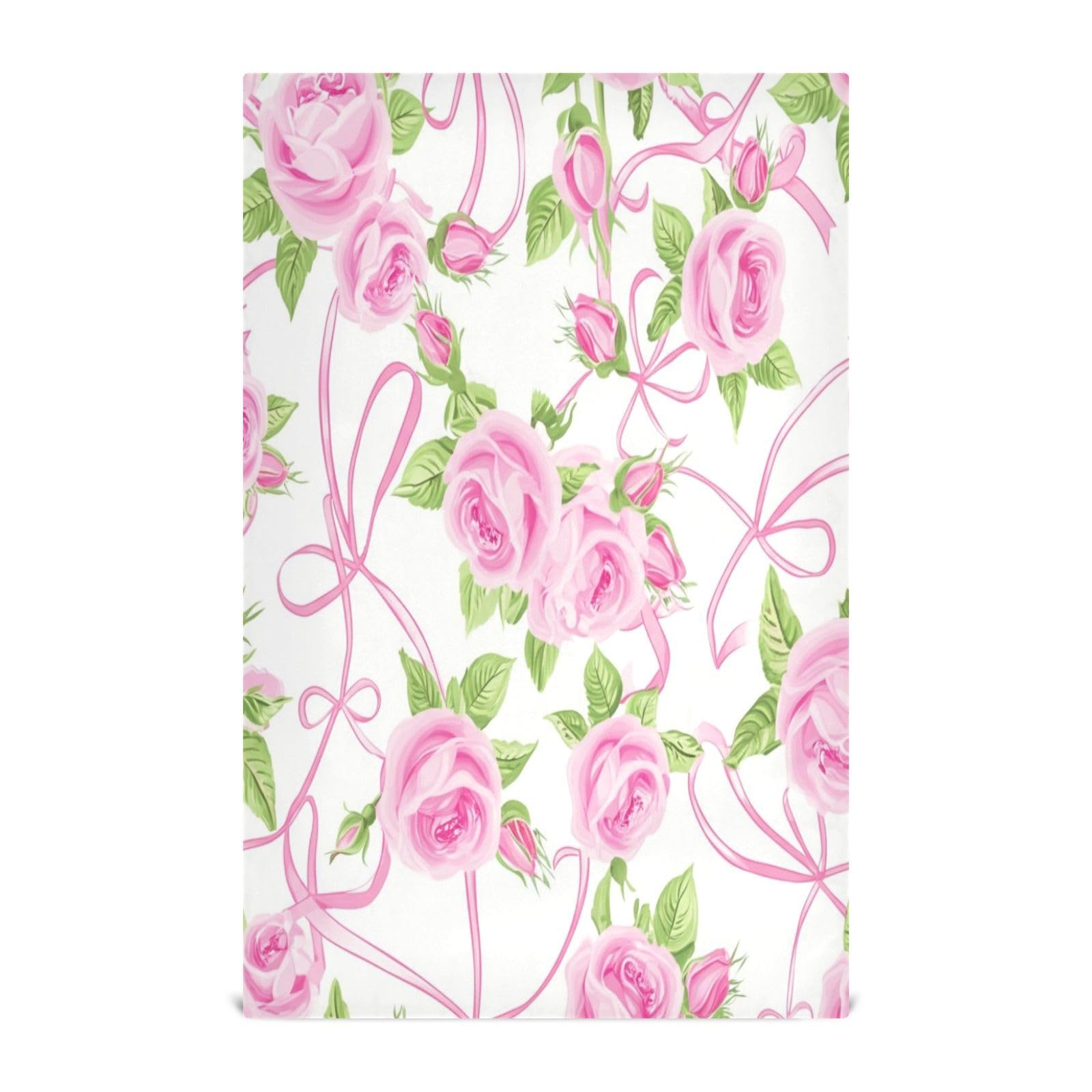 Paños de cocina de alta absorción con estampado de rosas campestres y lazo blanco