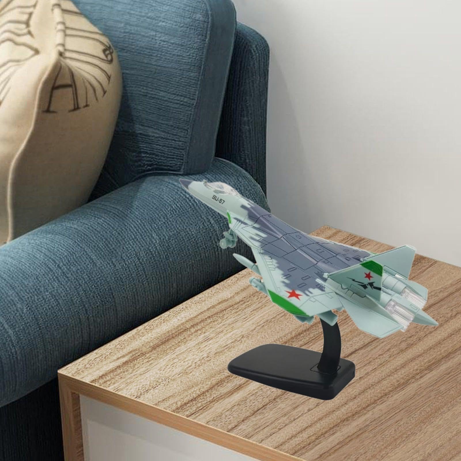 Modellino di Aereo in 1:72, Decorazione da Tavolo, Giocattolo in Miniatura con Base per Bar, Soggiorno, Mensola, Mobile TV, Ufficio, Blu