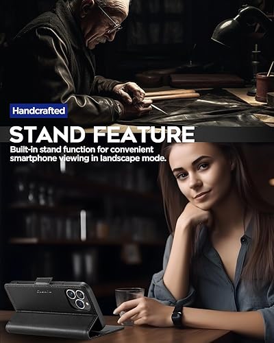 Miniatura 6 de AICase Funda tipo cartera para iPhone 13 Pro con bloqueo RFID de cuero con cierre magnético fuerte, funda protectora para tarjetas de crédito,