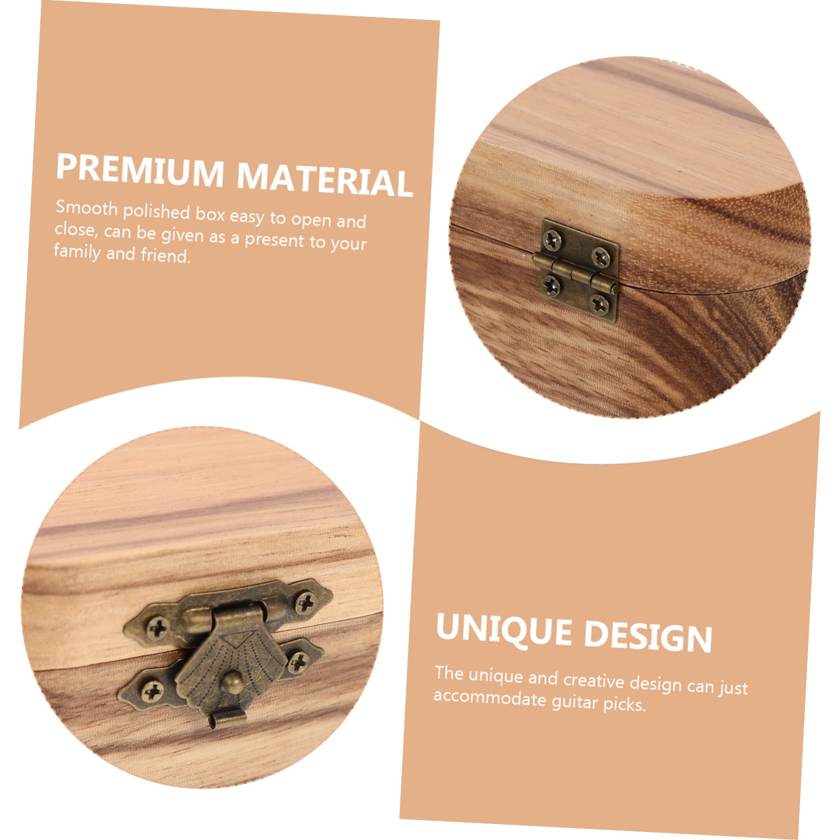 Cabilock Caja De 3 Piezas Caja De Madera para Púa De Guitarra Soporte para Púas De Guitarra De Diseño Retro De Guitarra Caso De Púas De Guitarra Bajo Palanca Antiguo Franela
