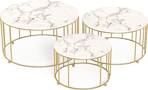 TRSPCWR Soporte dorado para tartas, juego de 3 soportes para magdalenas, soporte redondo para postres, acabado decorativo de mármol de imitación