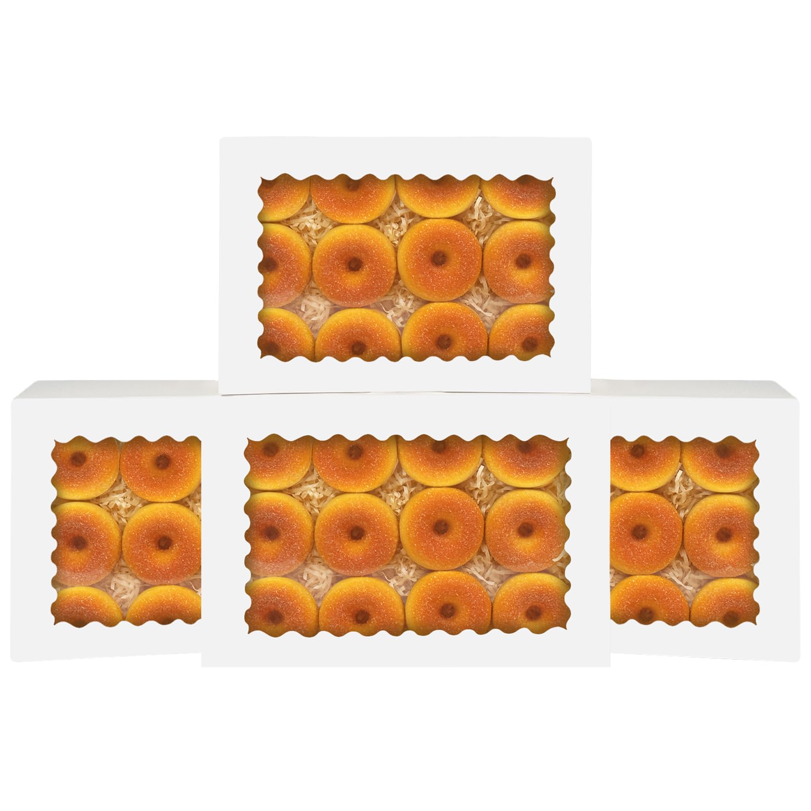 Gcardist Auto-pop Up White 35.6x25.4x6.4cm 12Pcs Cookie Box with Window Pastry Macaron Bakery Box For Packaging (14x10x2.5 inch)
