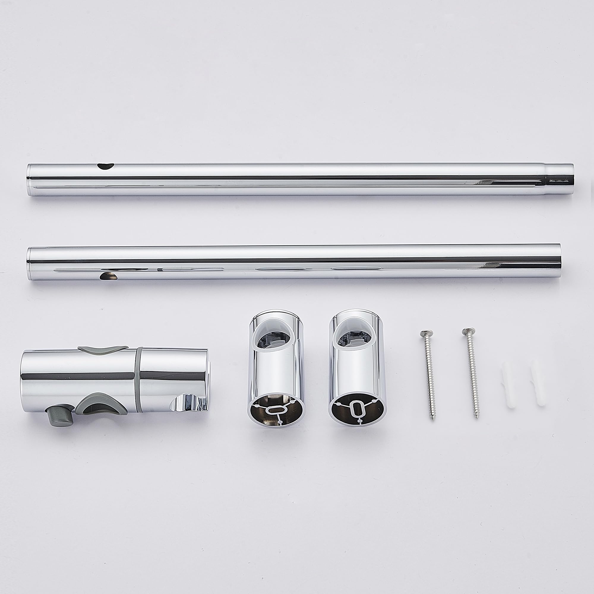 Saliscendi per Doccia Inox Asta Regolabile Kit con Supporto 68 x 2,2cm, Cromo