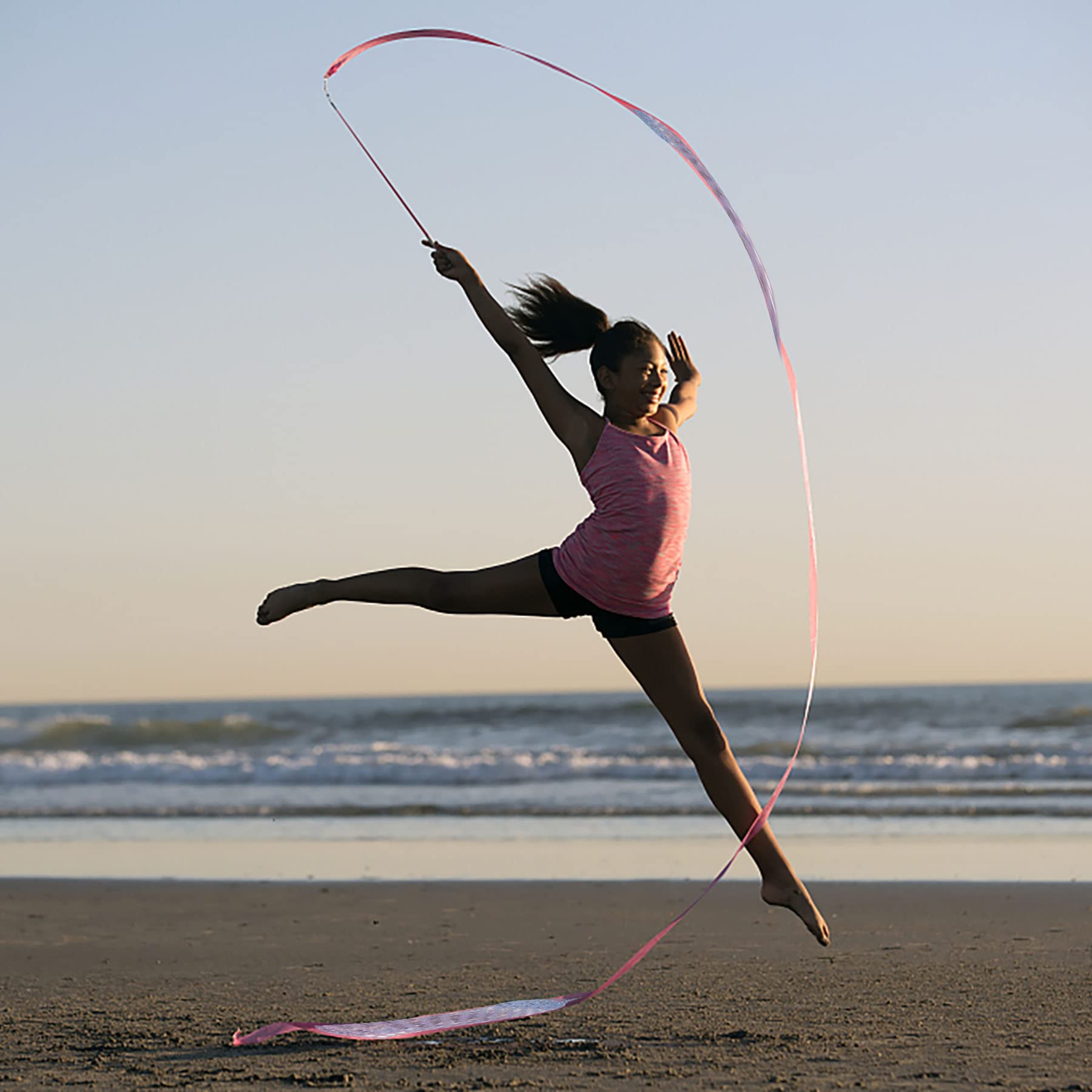 2 Piezas Cinta Gimnasia Ritmica niña,Cintas Gimnasia rítmica,Cintas para Gimnasia,Cinta Gimnasia Ritmica con Varita,Cintas de Baile,para Niños Baile Artístico Gimnasia Entrenamiento,2m — view 7