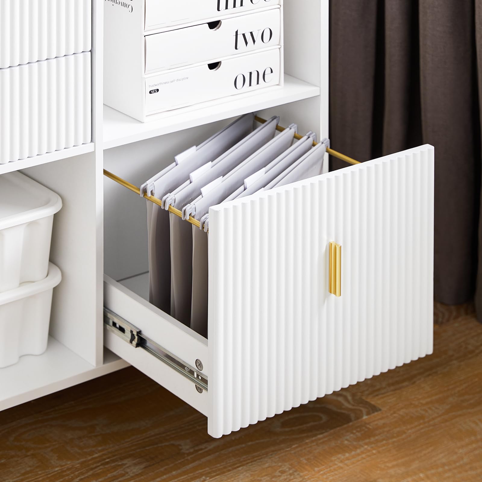 SoBuy Meuble Imprimante et Rangement Bureau Caisson de Bureau avec 3 Tiroirs et 2 Compartiments Ouverts Meuble pour Imprimante Compact Blanc 80x40x75 cm ASK11-W