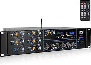 Pyle Wireless Bluetooth Power Amplifier System - 4200W 6CH Powered Rack Mount Portable Multi-Zone Audio Home Stereo Receiver Box w/RCA, USB, AUX - for Speaker, PA, Theater - Pyle PT6000CH