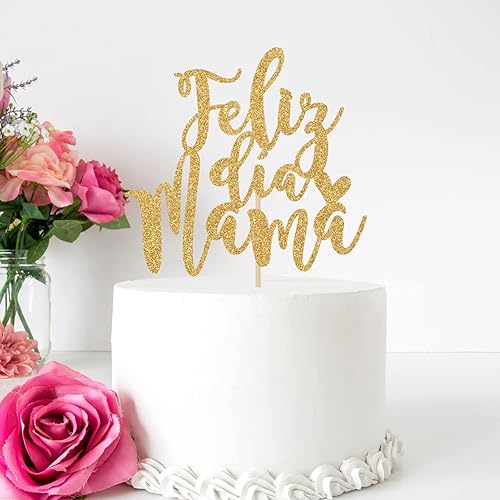 Miniatura 3 de Decoración para tartas de Feliz Dia Mama con purpurina dorada, decoración del día de la madre, mejor mamá de todos los tiempos, suministros para