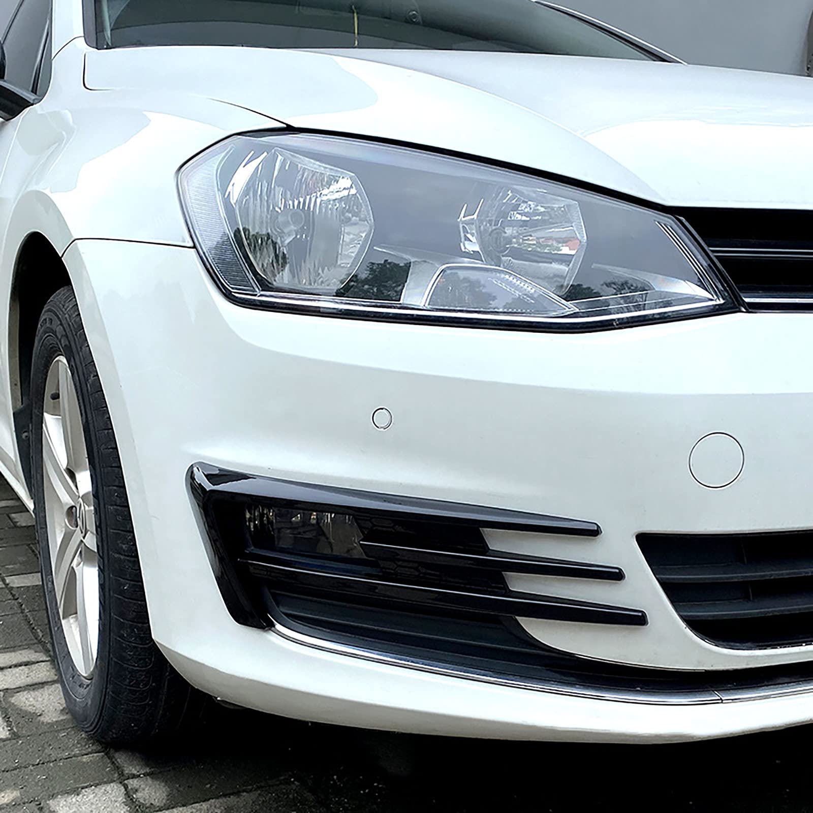 Ricambi Auto Modifica Esterna per VW Golf 7 2013-2016: Paraurti Anteriore Circonda Presa d'Aria Anteriore Spoiler Decorazione in Nero Lucido con Modello in Fibra di Carbonio in ABS