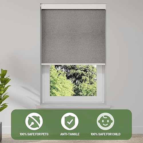 Miniatura 5 de Persianas enrollables motorizadas 100 % opacas, inalámbricas, sin taladro, fáciles de instalar. Material de tela de tamaño personalizado, persianas