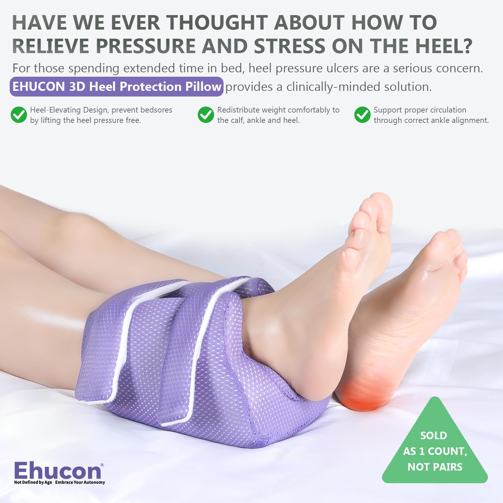 Protector de talón, cojín para úlceras por presión, protección del talón, almohada de cuña para pacientes postrados en cama, protectores de talón para dolor de talón