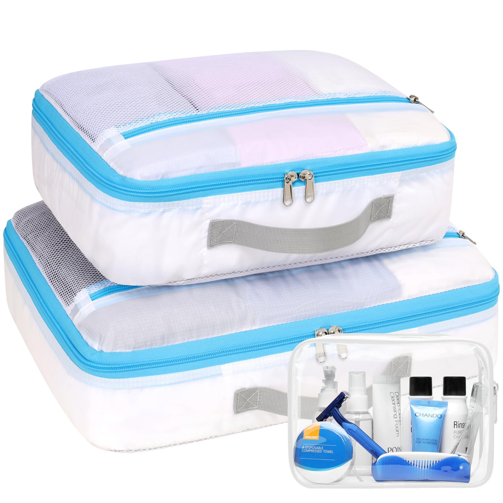 Cambond Mesh Packing Cubes for Travel Women - Lightweight Travel Bags Luggage Packing Organizer Travel Cubes for Suitcase with Handle