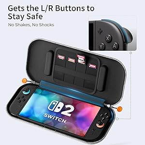 COOWPS Slim Switch 2 Case for Nintendo Switch 2 2025, Odorless Felt Ultra Hard Original Patent Military Grade Protection, Soft Lining Carrying Case with 8 Game Card Slots