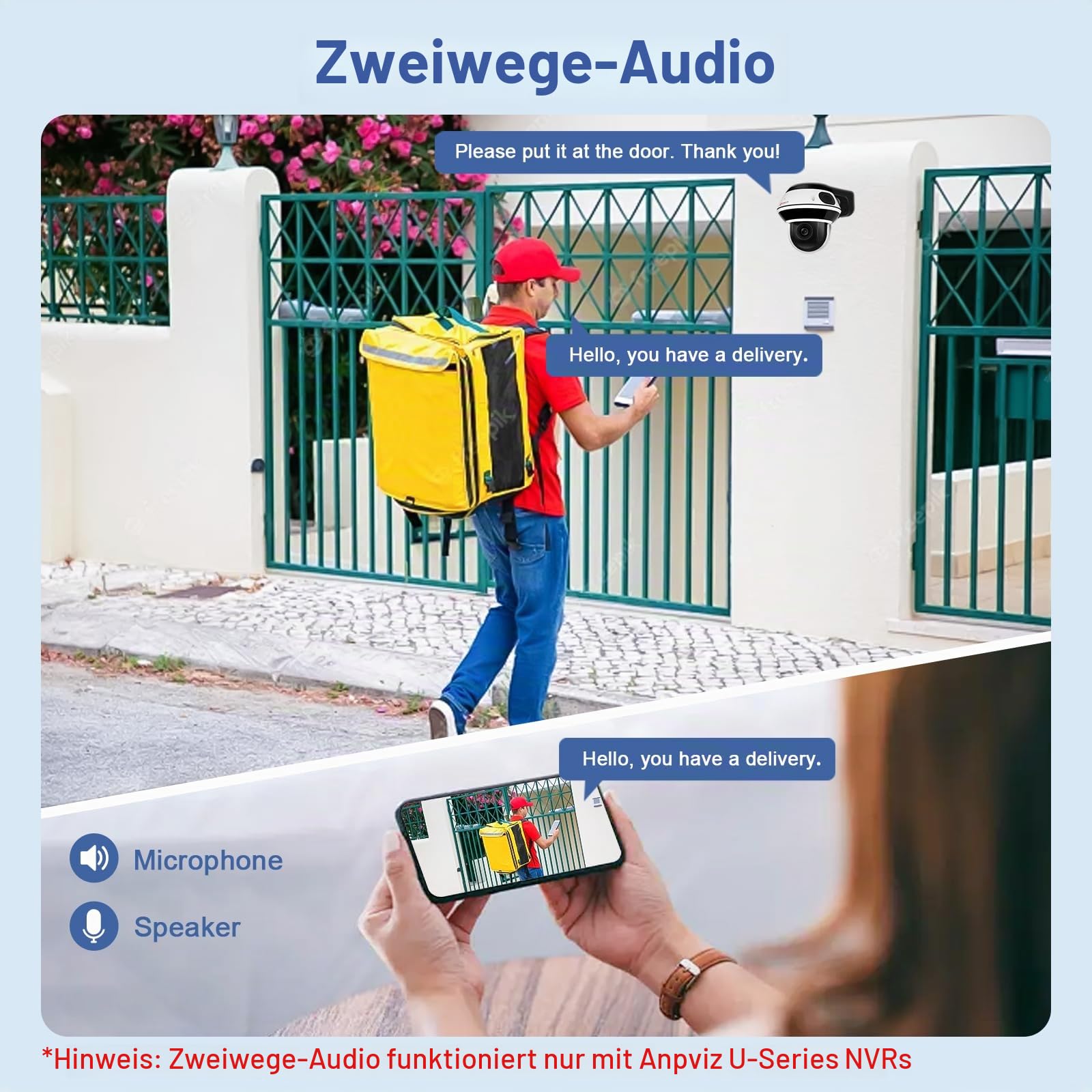 Anpviz 4K 8MP PTZ POE IP Kamera Outdoor, Dome Überwachungskamera Aussen | 5X Optischem Zoom, 1/2.8" Sensor, Personen/Autoerkennung, H 350° V 90°, 512GB SD Slot, 30 Meter IR Nachtsicht(U Series)