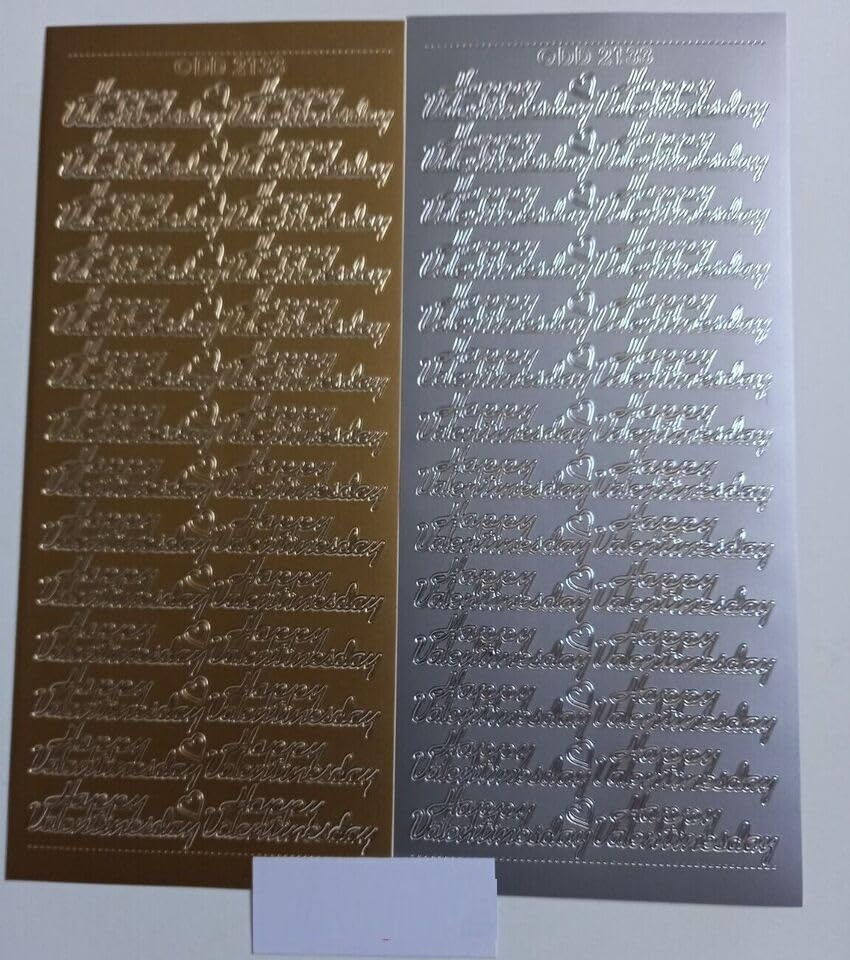 Vision4ever 1Pcs Gold Color Happy Valentines Day 15mm h 45mm w Peel Off Stickers Card Making Easy to Use and Sticks