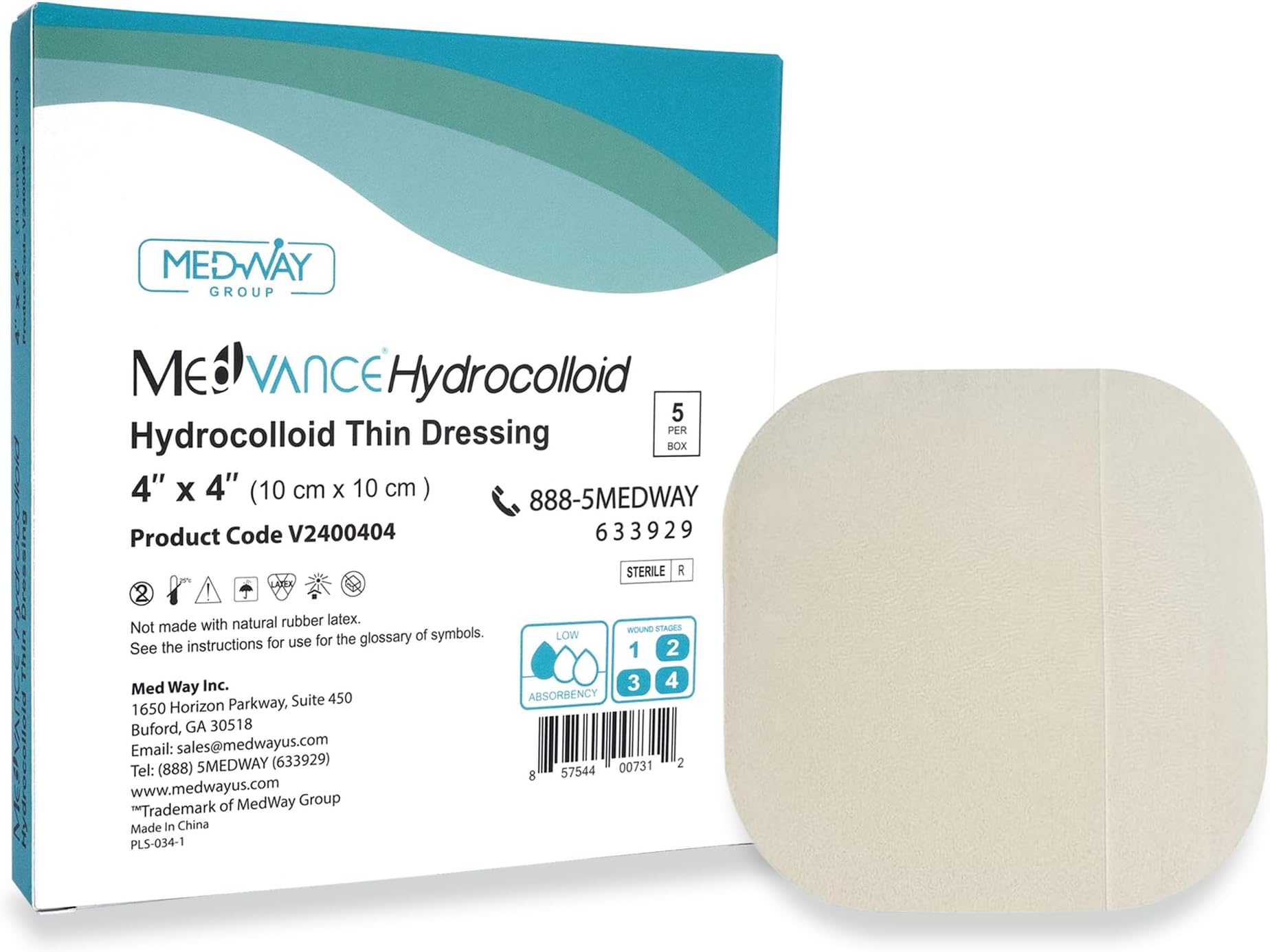 TM Hydrocolloid - Hydrocolloid Adhesive Thin Dressing 4"X 4" Box of 5 Dressing