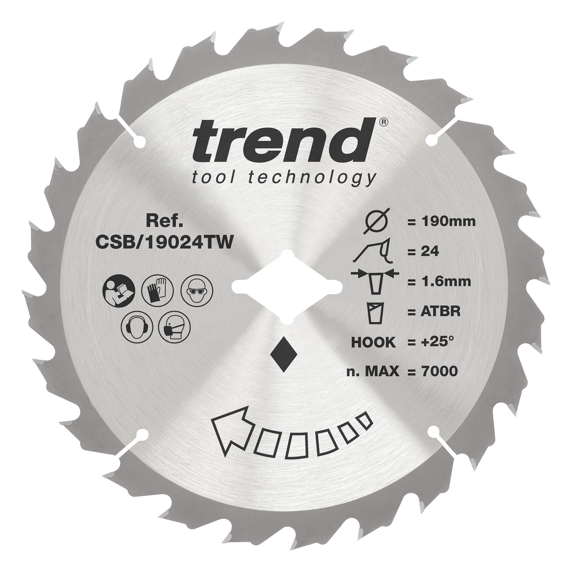 Trend Craft Sawblade 190Mm X 24 Teeth X 5/8 Thin Wormdrive Pk 1 Csb/19024Tw