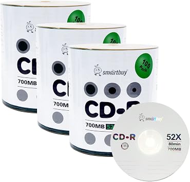Smart Buy Logo CD-R 300 Pack 700mb 52x Blank Data Recordable Discs, 300 Disc, 300pk