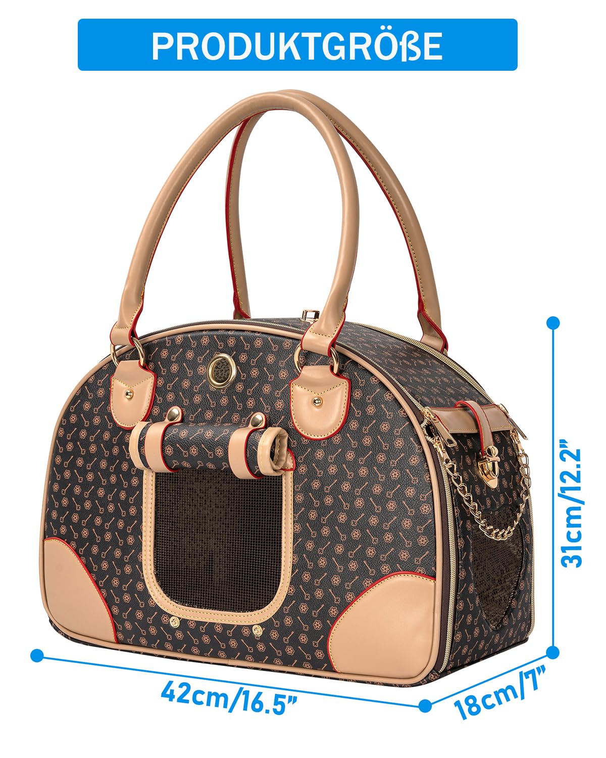OUUTMEE Hundetasche Tragbarkeit,42 x 18 x 31 cm Hundetransporttasche bis 4 kg,Hunde Reisetasche,Geeignet für den Transport Kleiner Hunde und Katzen auf Ausflügen