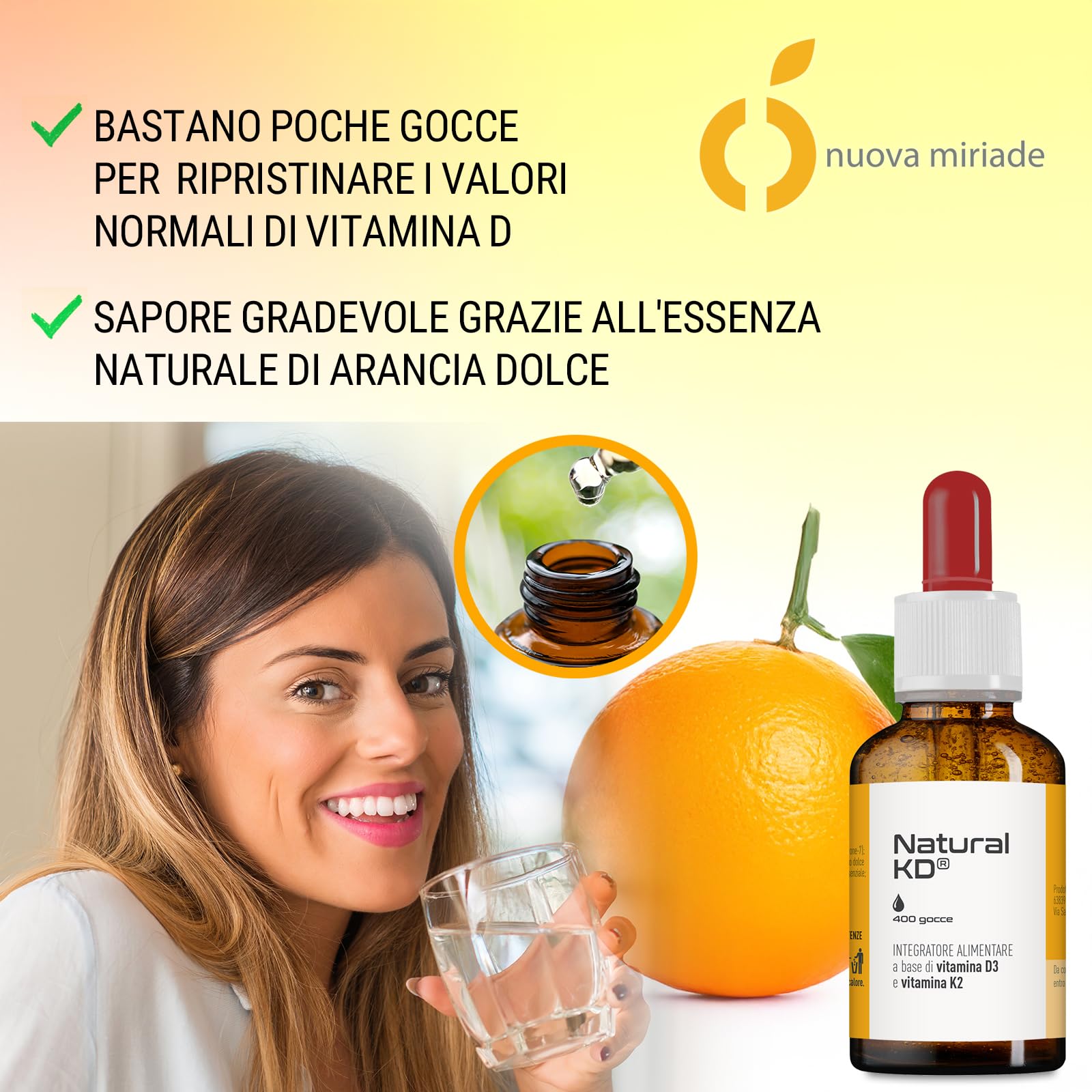 Vitamina D3 K2 in Gocce Vegano da Lichene Islandese – Integratore al Gusto Arancia per Ossa e Sistema Immunitario – Dosaggio Personalizzabile (500 UI/goccia) – Ideale per Difficoltà a Deglutire