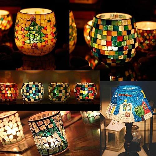 Miniatura 4 de Azulejos de mosaico de colores mixtos de 7.05 oz brillantes piezas de mosaico de cristal de colores brillantes vidrieras a granel formas surtidas