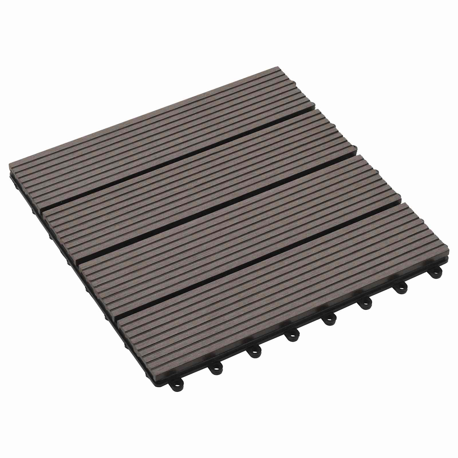 WPC Terrassenfliesen 11er Set Dunkelbraun 30x30 cm Klicksystem Bodenbelag für Balkon Terrasse Garten