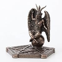 Vista 5 de Veronese Design Quemador de incienso Baphomet de 4 1/2 pulgadas, estatua de resina de pentagrama, acabado de bronce