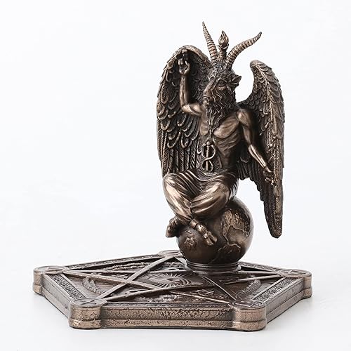 Miniatura 5 de Veronese Design Quemador de incienso Baphomet de 4 12 pulgadas, estatua de resina de pentagrama, acabado de bronce