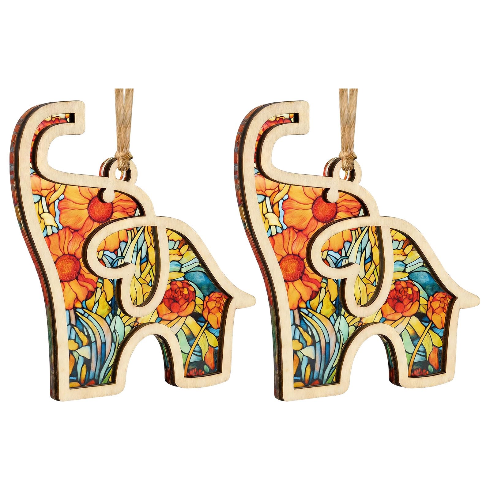 our fave Meaningful Gift Set Wooden Elephant Friendship Ornament Pack of 2 Natural Wood Decors Symbolic Handcrafted Art Natural Wood