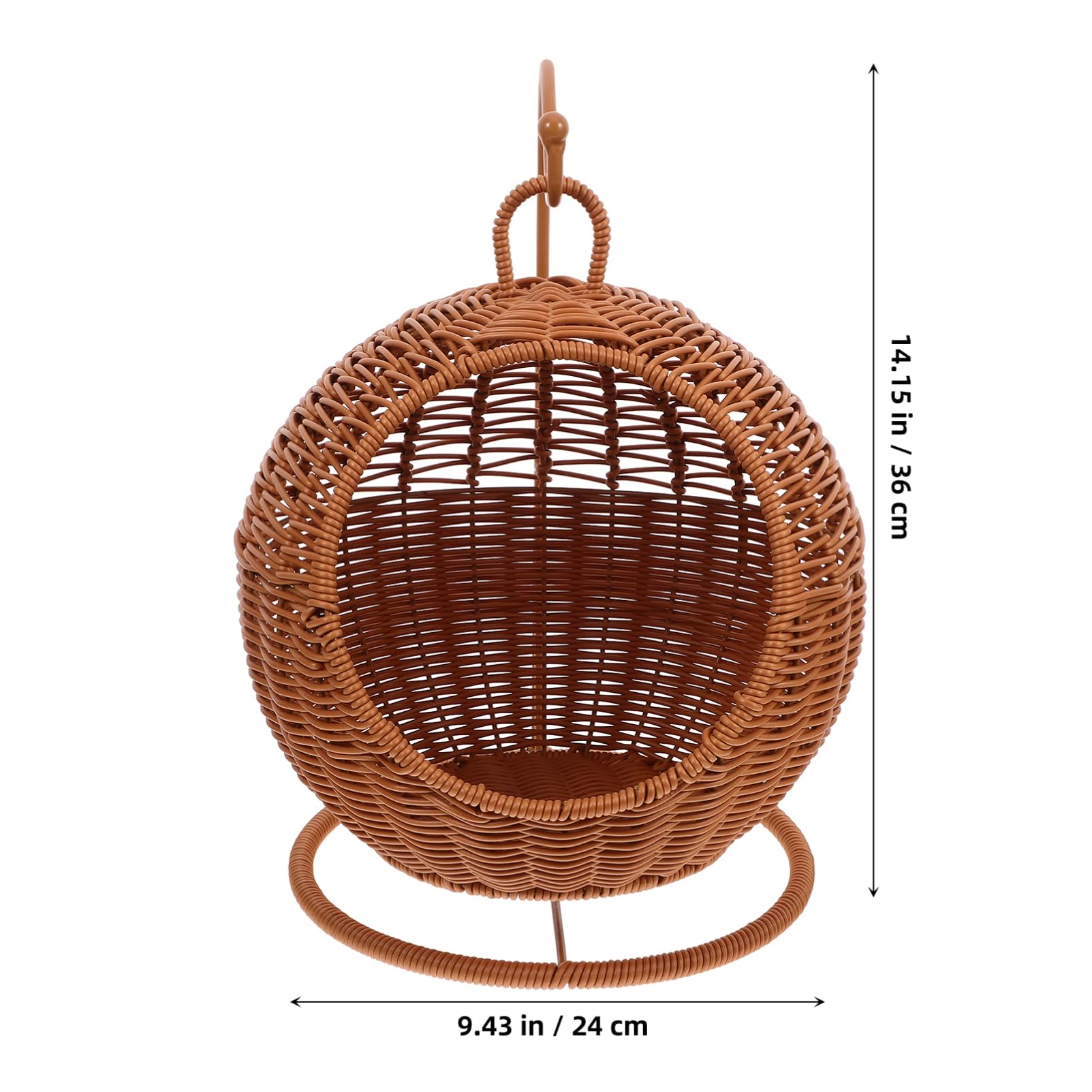 Hemoton Hanging Fruit Baskets for Kitchen, Rattan Countertop Vegetable Storage Snacks Candy Serving Container Fruits Stand Holder Storage Organizer for Kitchen