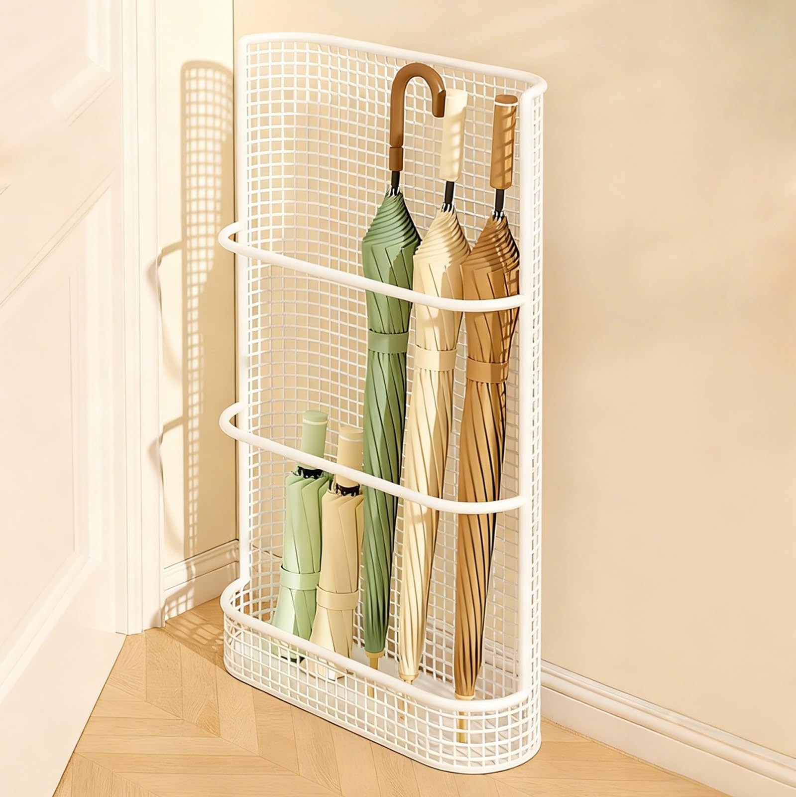 FCXWEVR Indoor Umbrella Stand with Drip Tray - Stylish Organizer Rack for Entryway Office Hotel Storage Waterproof Durable Space-Saving Design