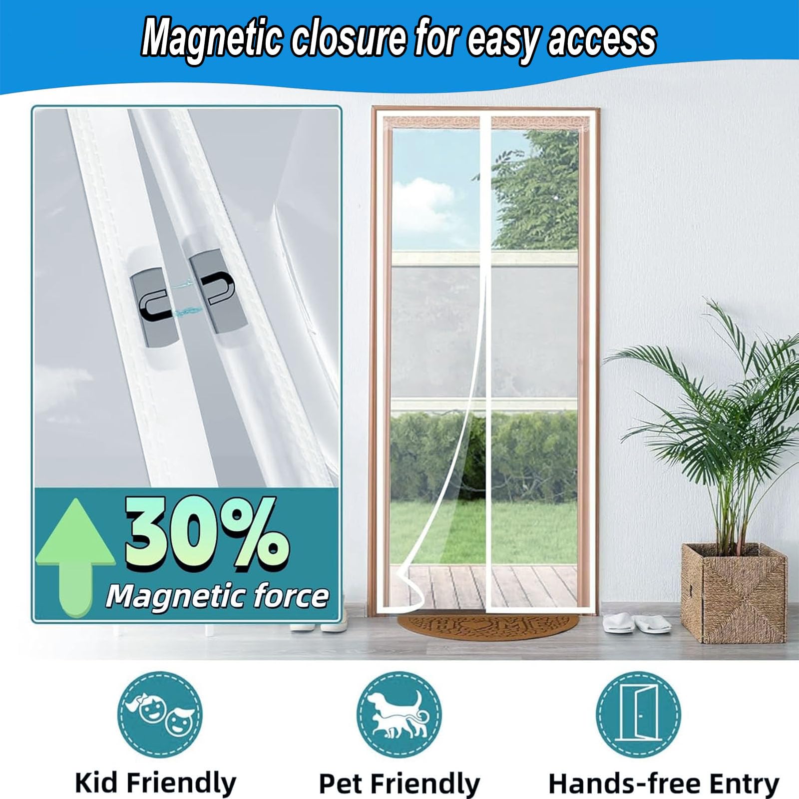 Magnet Thermo Türvorhang 113 x 232 cm Gegen Kälte Und Hitze, Selbstschließend, Wasserdicht, Winddicht Magnetischer Thermo-Türvorhang für Balkon Terrassen Kellertür, A