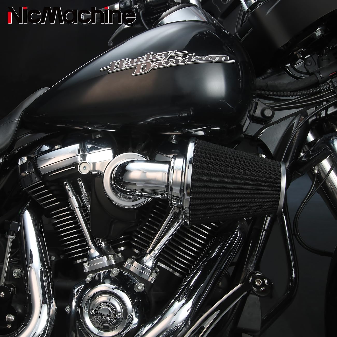 Big Sucker cone Air filter intake for harley air Cleaner Sportster Softail fatboy heritage dyna touring street road king Glide (Nake - Chromed, TypeB: Touring 01-07, Softail Dyna 99-15)