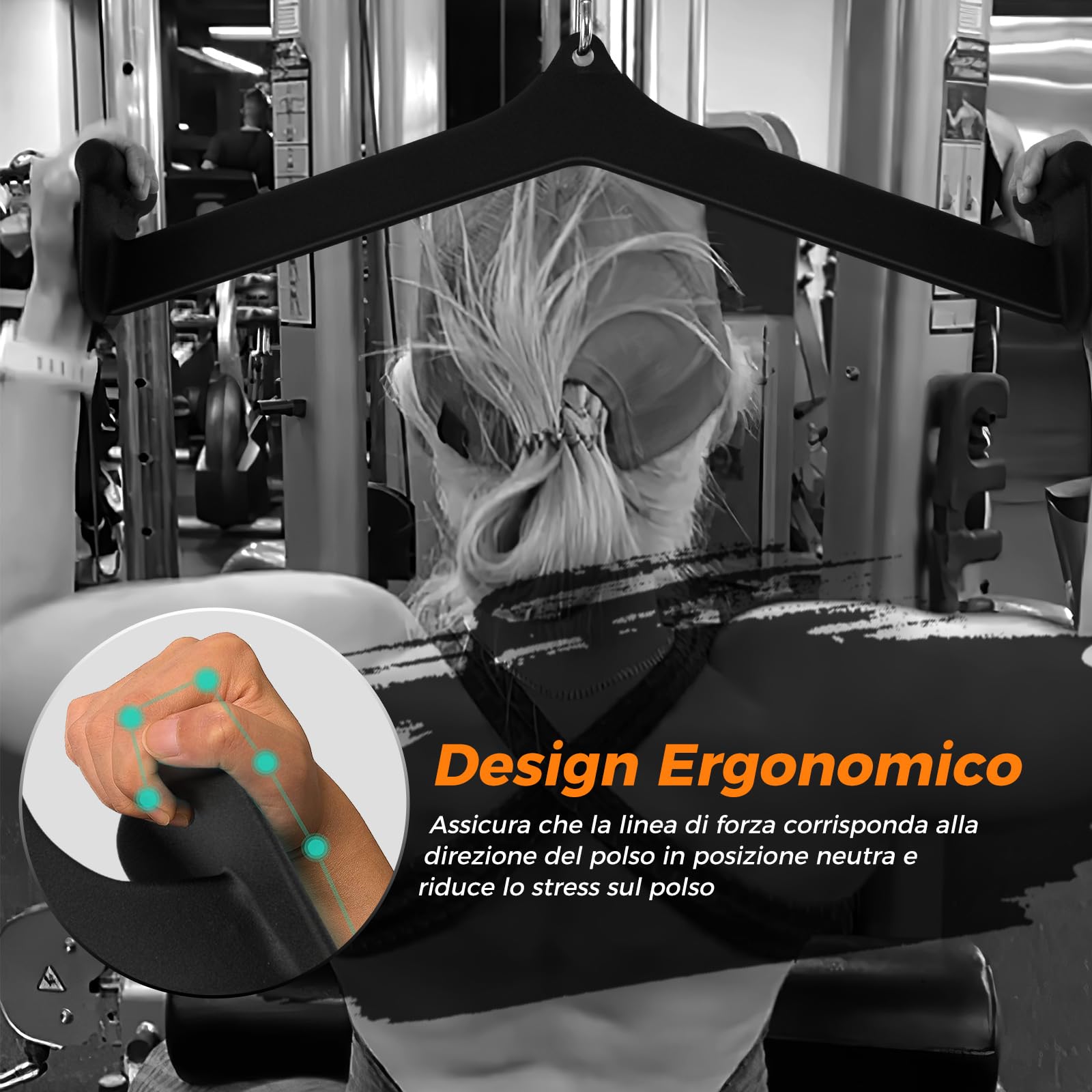 COSTWAY Barra LAT Pulldown, Attacchi T-Bar V-Bar per Cavi per Fitness Palestra Domestica, Impugnature per Maniglie per Allenamento della Forza Schiena Bicipiti Tricipiti