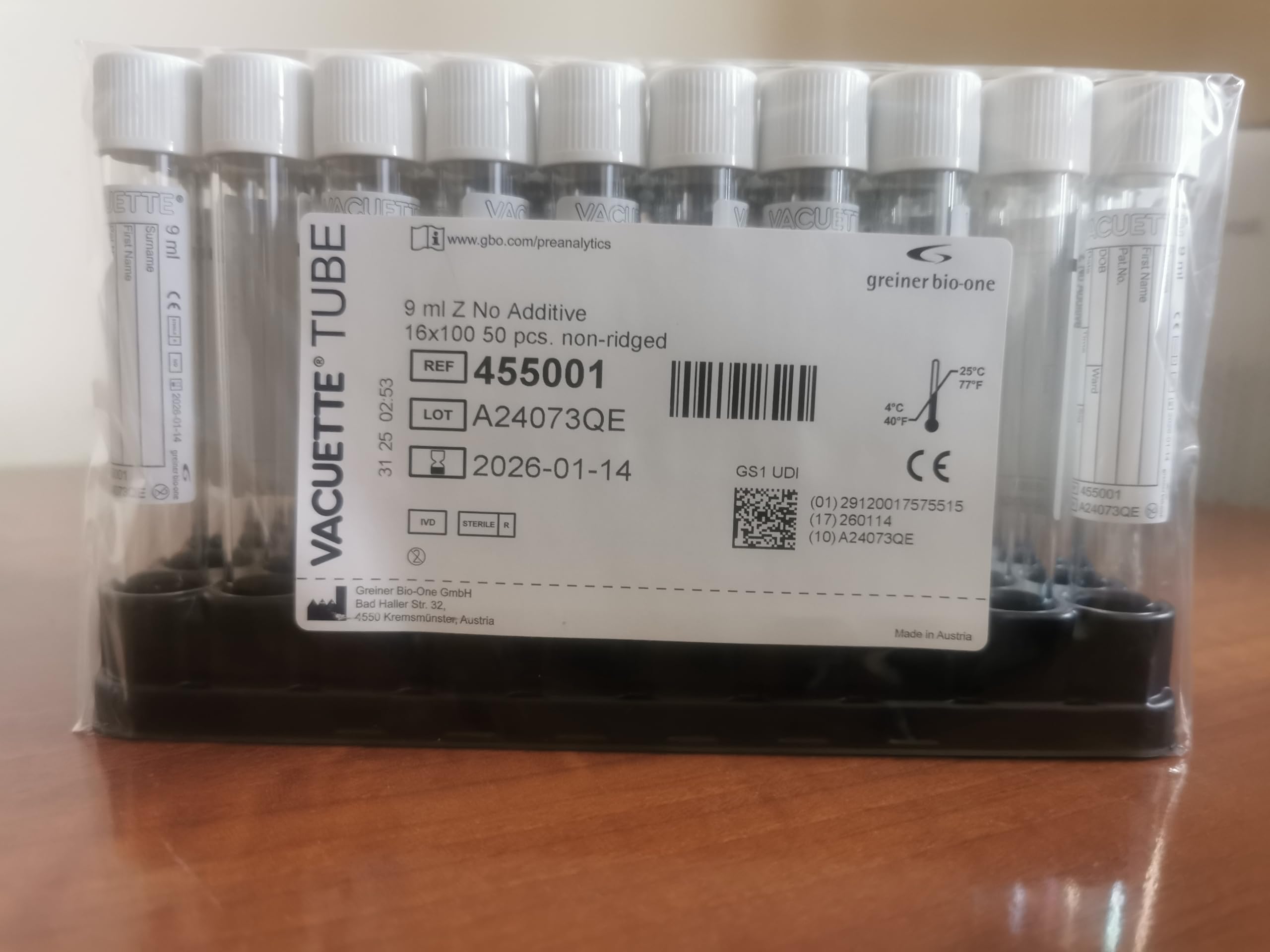 GREINER VACUETTE PLATELET RICH FIBRIN (PRF) | NO ADDITIVES Tubes 9 ml (Pack of 50)