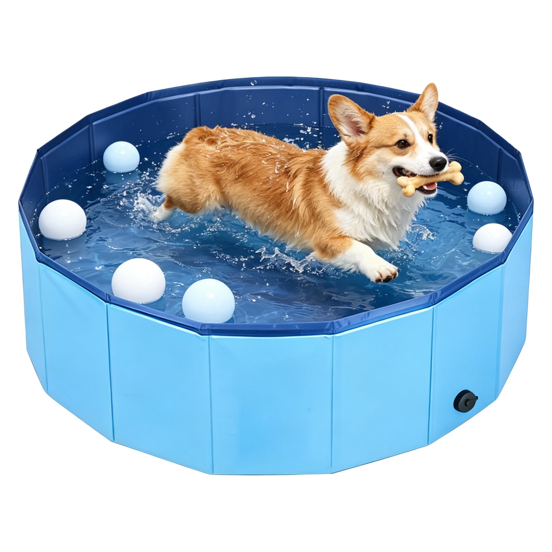 VEEKAY Hundepool Faltbar,100 x 30CM Hundepools für Kleine,Mittelgroße,Zusammenklappbarer Robuster Wasserdichter Schwimmpool für Kleine,Schnelle Entwässerung,Anti-Rutsch Badewanne