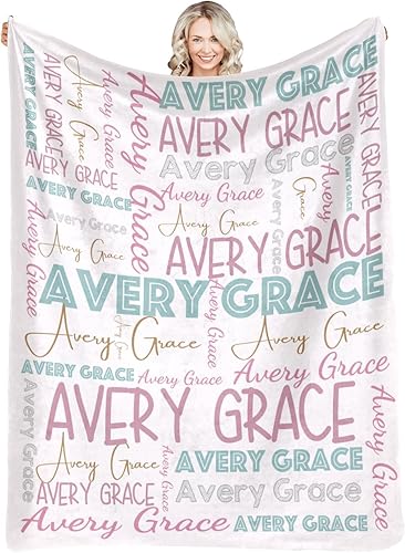 Dr.TOUGH Manta personalizada con nombre para niños, manta personalizada con nombre de cumpleaños