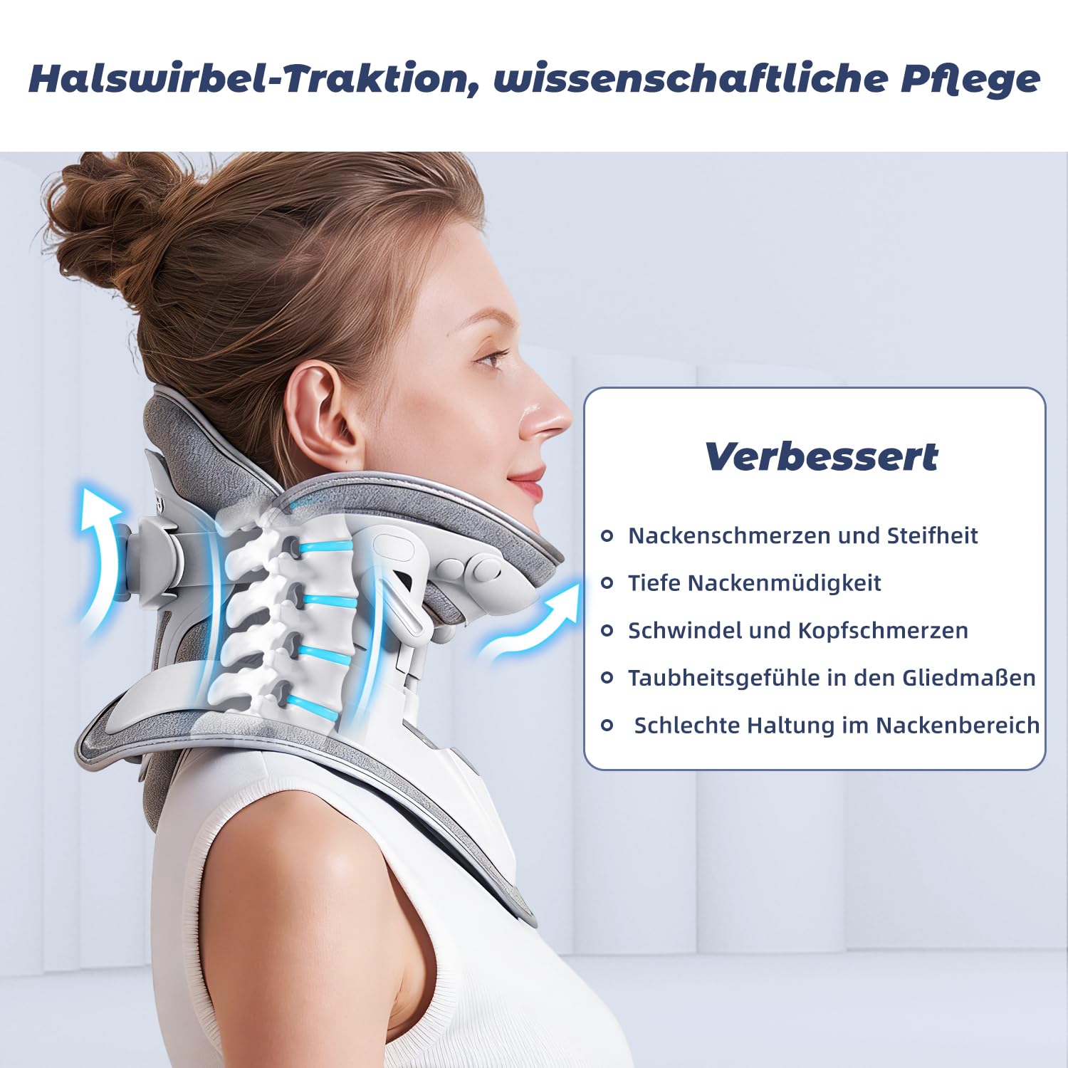 Dispositivo di trazione cervicale Holdsound, apparecchio per stretching e supporto del collo, strumenti regolabili per l'allungamento cervicale per uso domestico