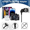 Adaptador de enchufe EU a US, 2 unidades, para enchufes europeos tipo C/E/F, negro | Adaptadores de toma europea a americana, adaptador de corriente EU a USA para España, Alemania y Francia 5