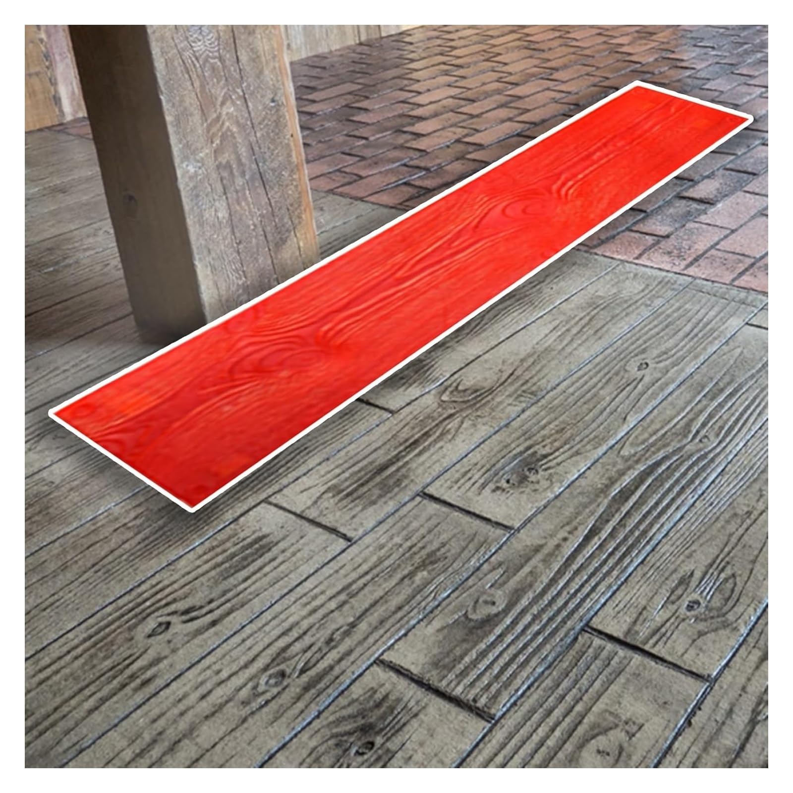 Set di tappetini in Cemento Effetto Legno - Set di 4 tappetini in Cemento Testurizzato con Maniglie, Ideale per progetti Fai-da-Te all'aperto, Pavimenti in Cemento e vialetti.